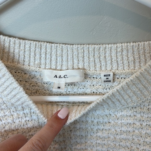 A.L.C Reese Pullover Sweater Medium Cream Beige Textured Neutral Wide Sleeve - Picture 3 of 12